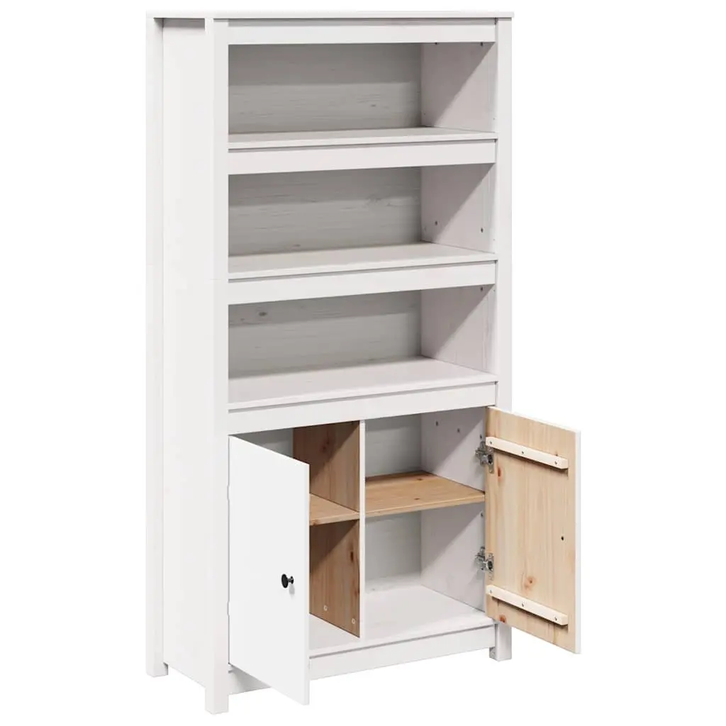 Solid Pine Wood White Highboard Storage Cabinet