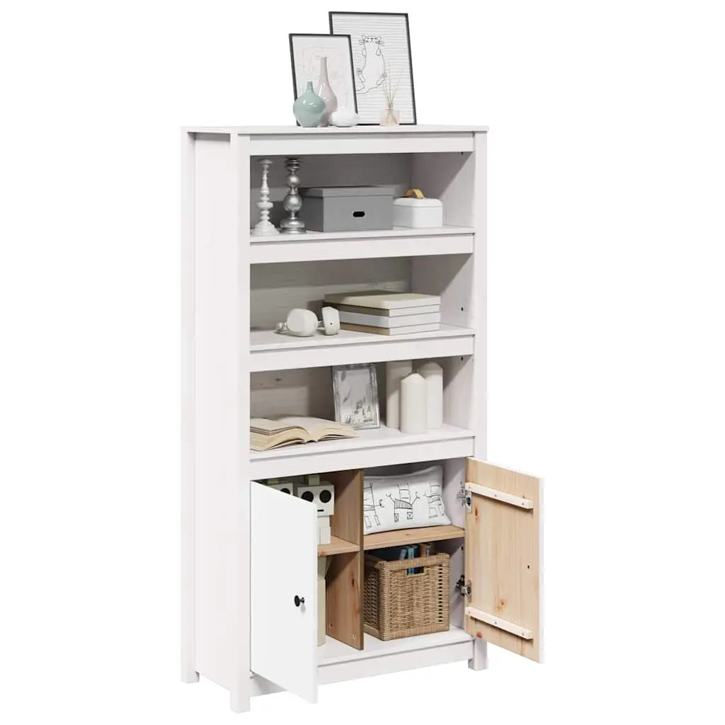Solid Pine Wood White Highboard Storage Cabinet