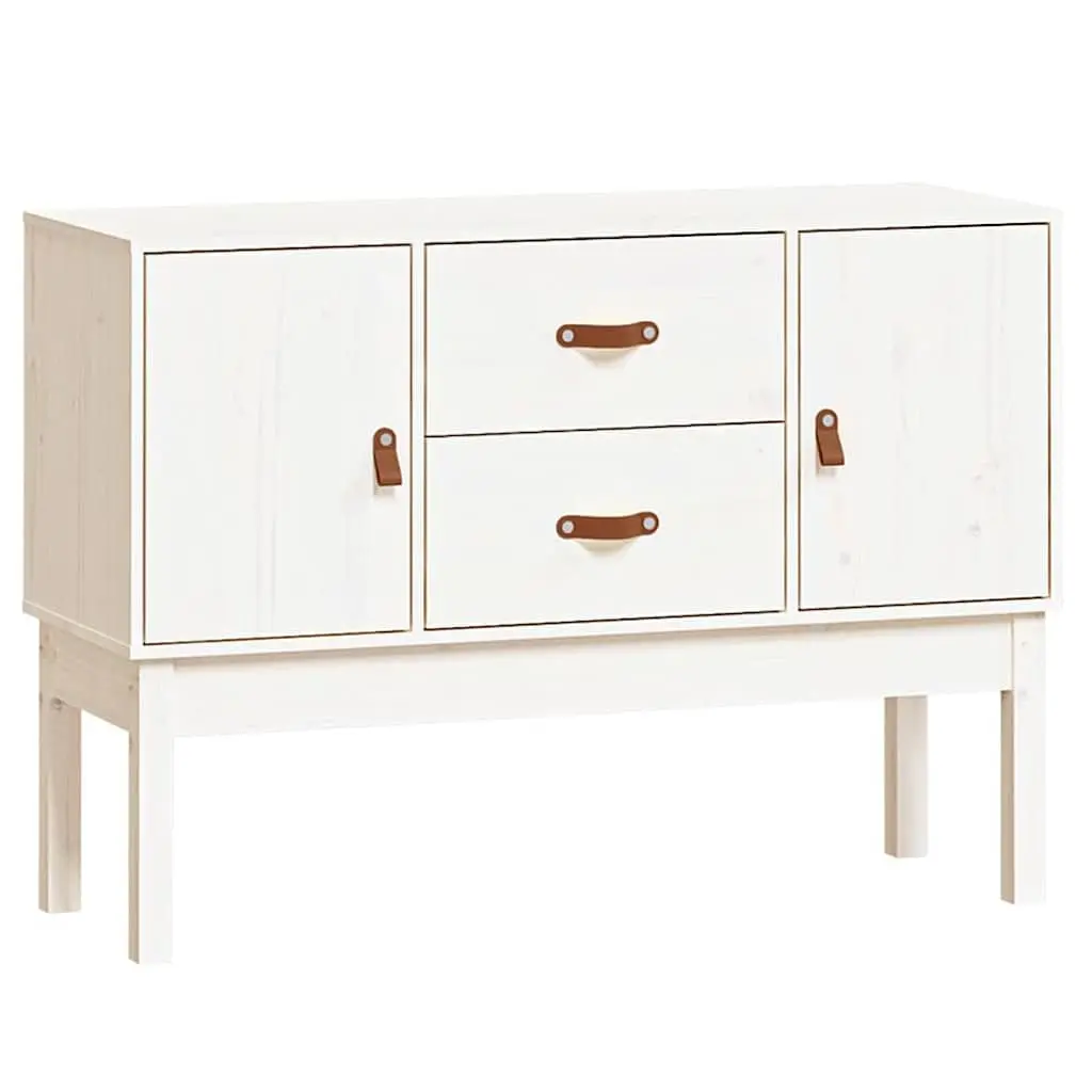 Solid Pine Wood White Sideboard with 2 Drawers