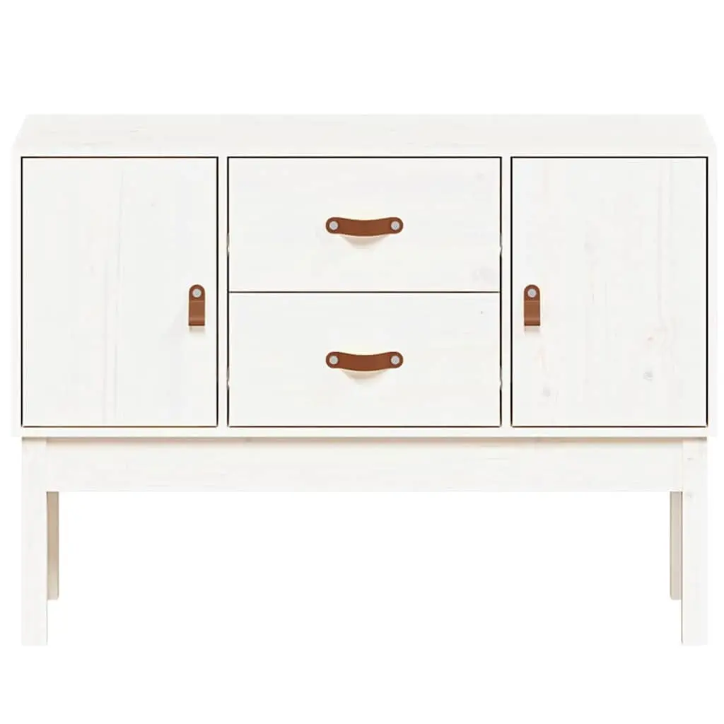 Solid Pine Wood White Sideboard with 2 Drawers