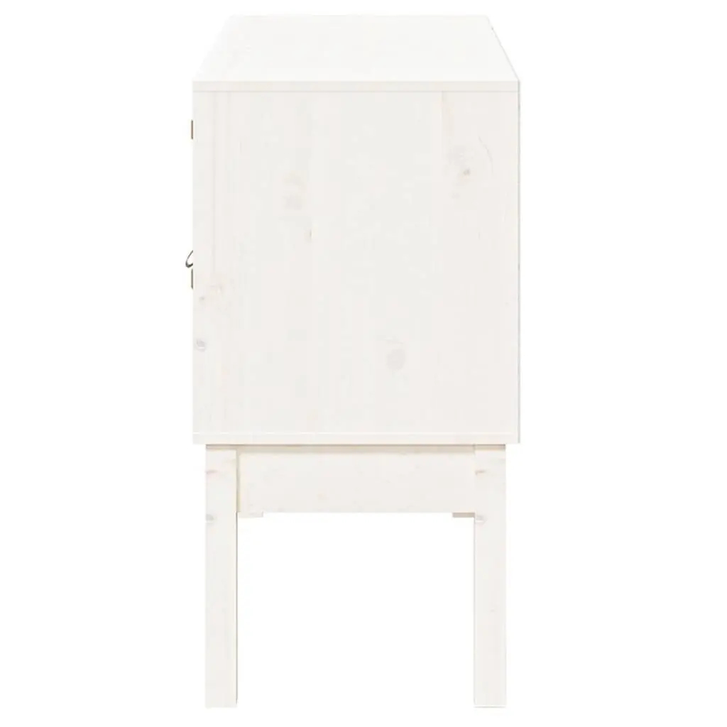 Solid Pine Wood White Sideboard with 2 Drawers