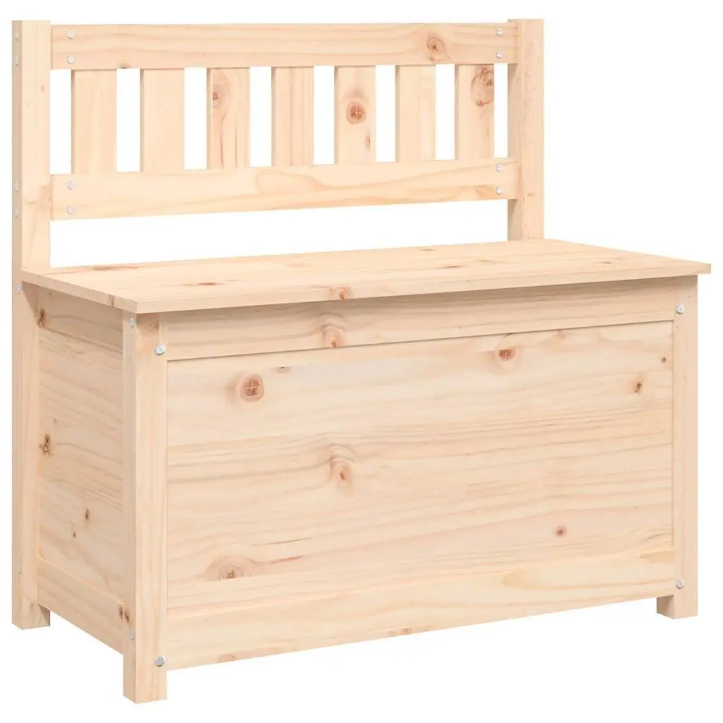 Solid Pine Wood Storage Bench with Backrest in Brown