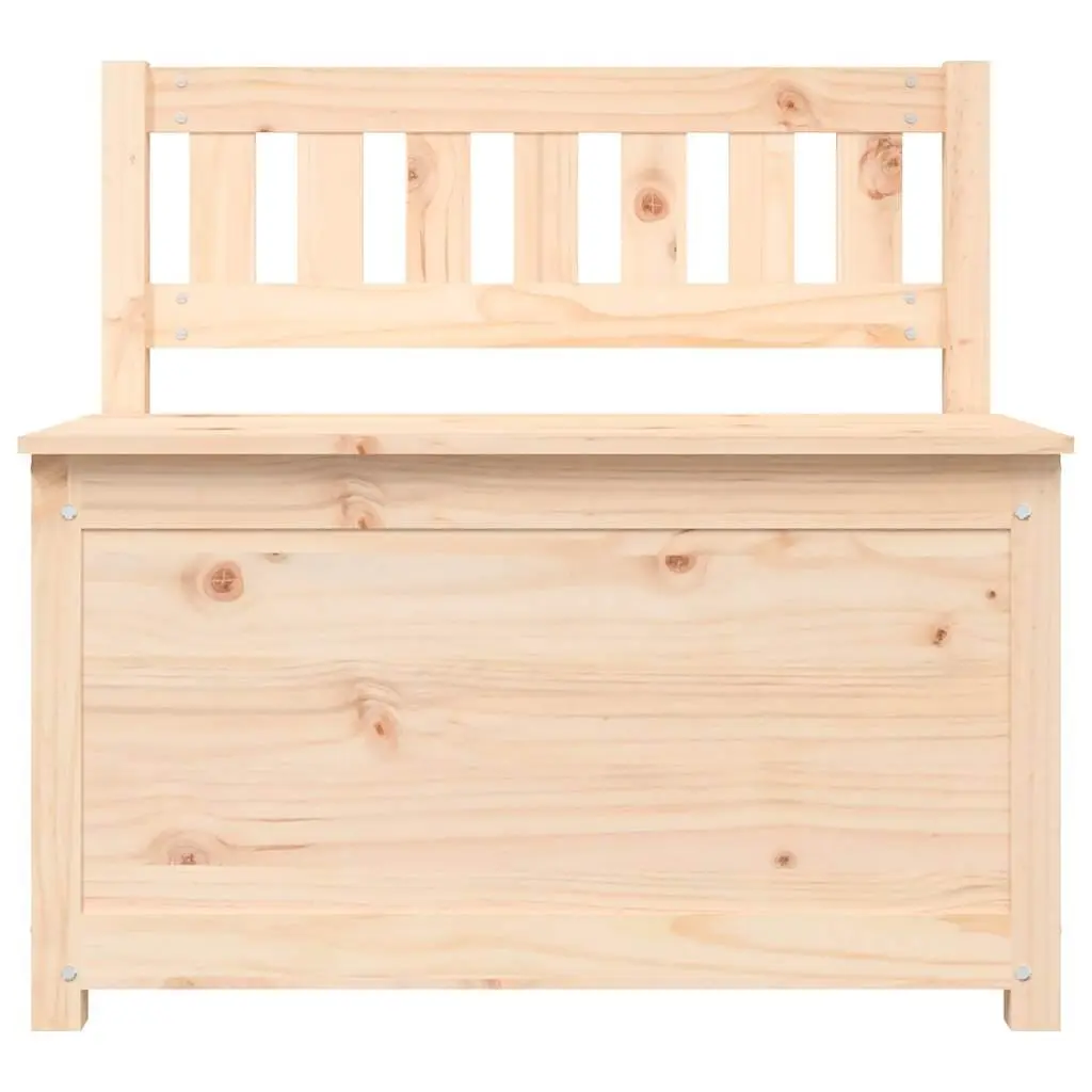 Solid Pine Wood Storage Bench with Backrest in Brown
