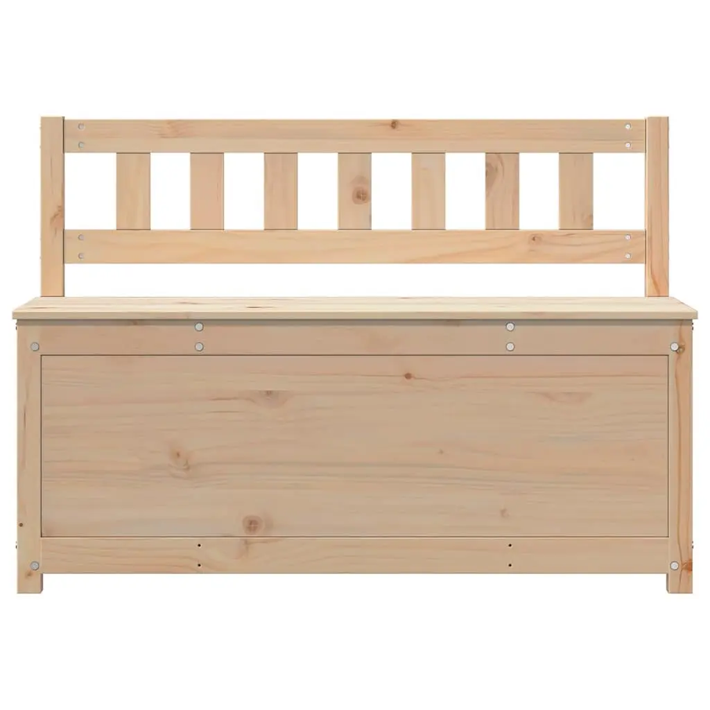 Brown Solid Pine Wood Storage Bench with Backrest 110x41x76.5cm