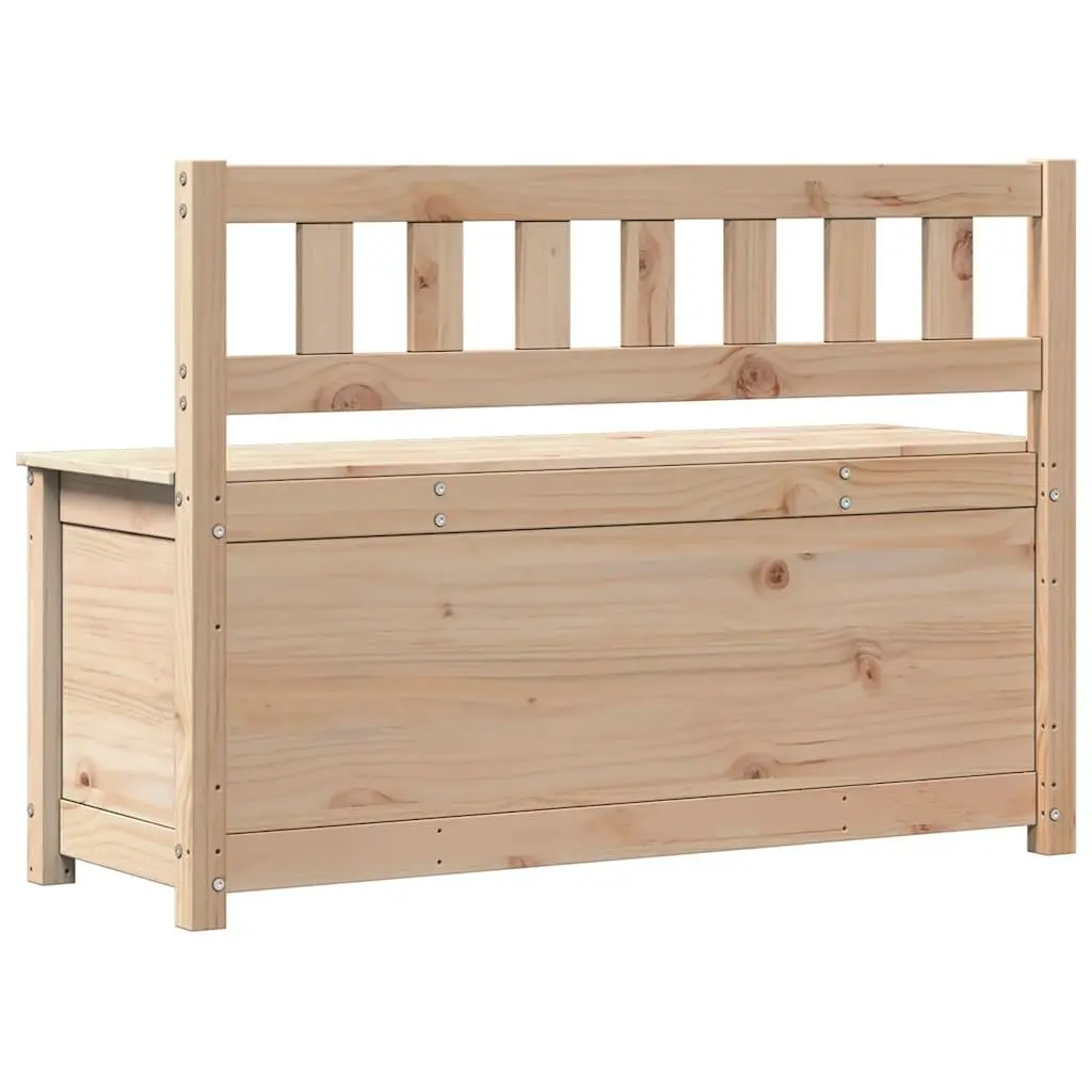 Brown Solid Pine Wood Storage Bench with Backrest 110x41x76.5cm