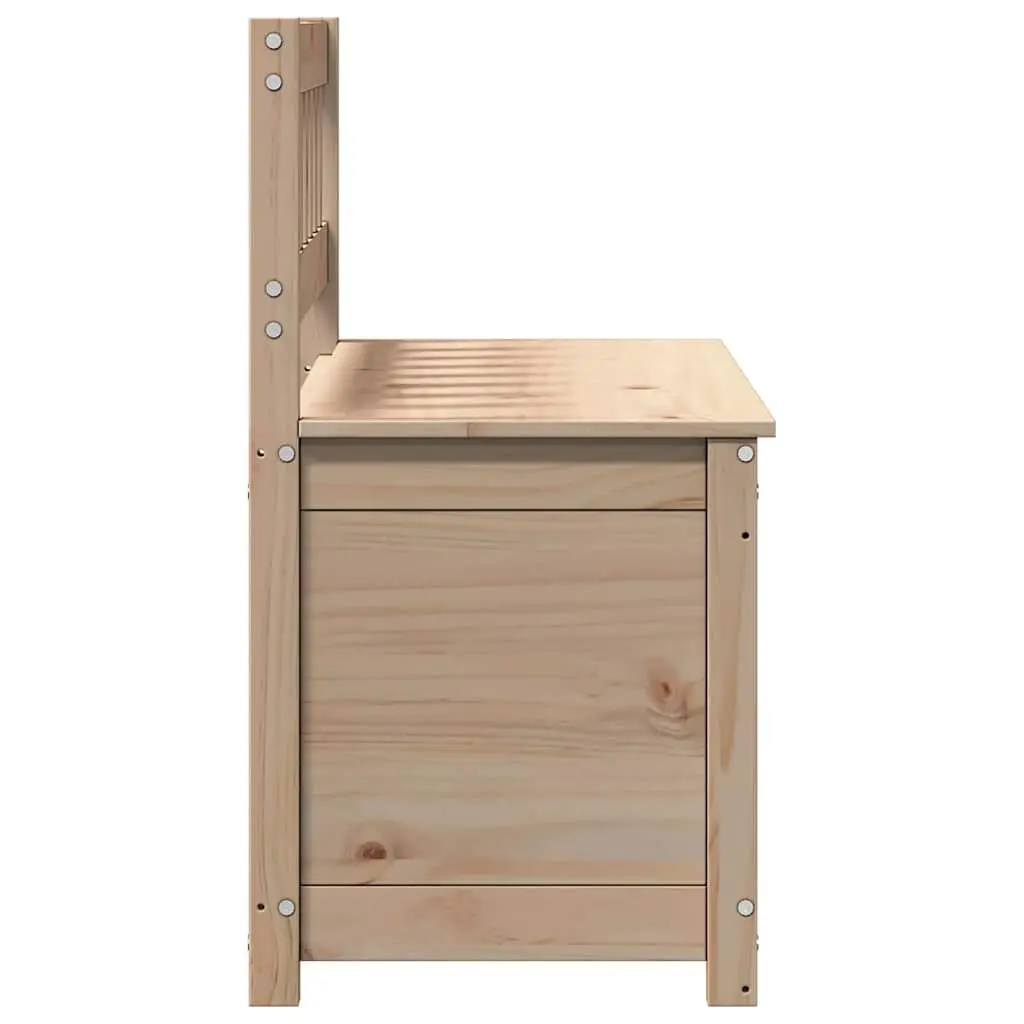 Brown Solid Pine Wood Storage Bench with Backrest 110x41x76.5cm