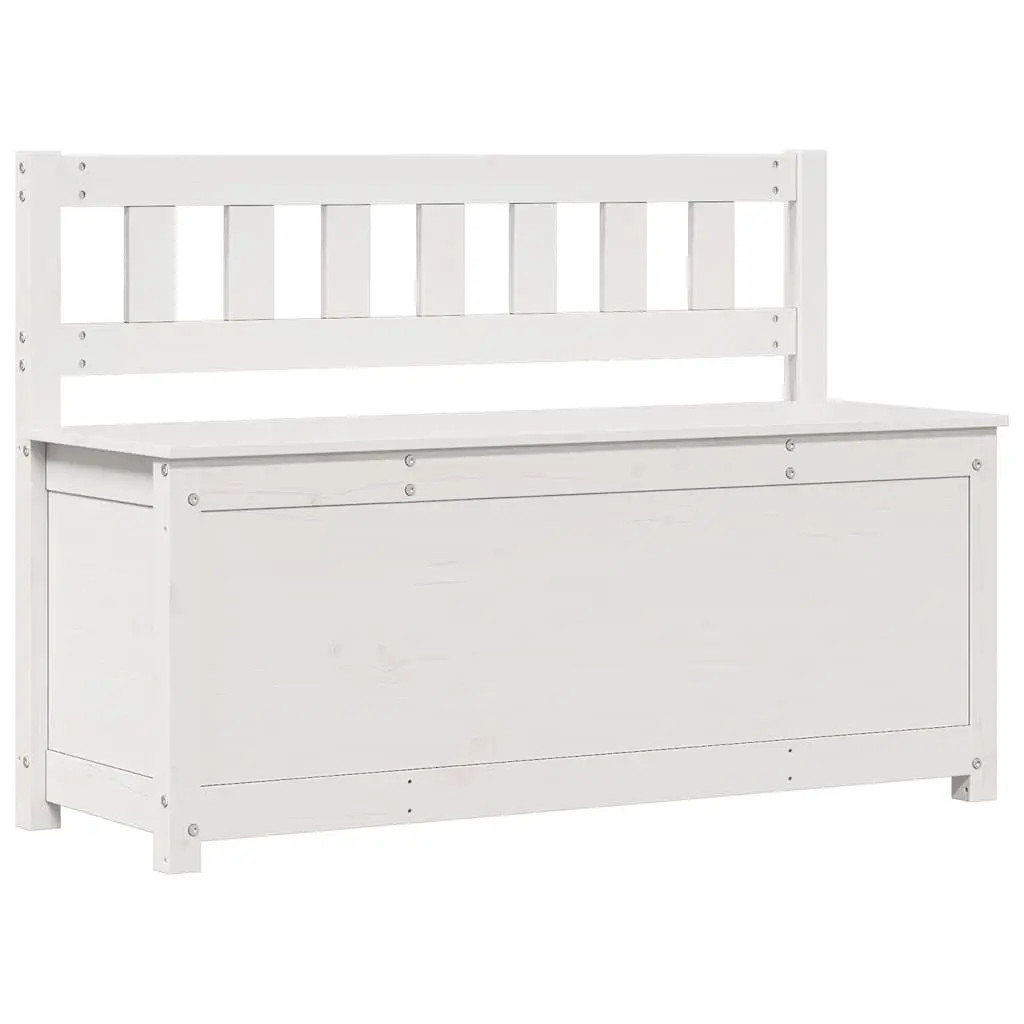 Solid Pine White Wooden Bench with Storage Box