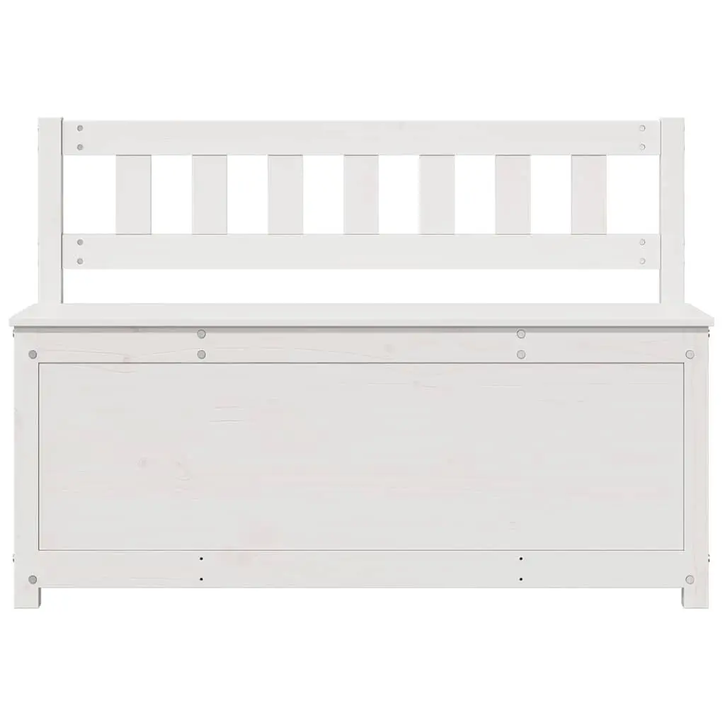 Solid Pine White Wooden Bench with Storage Box
