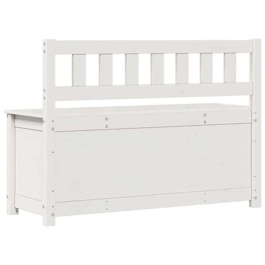 Solid Pine White Wooden Bench with Storage Box