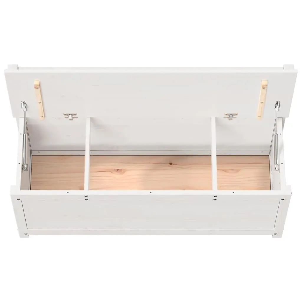 Solid Pine White Wooden Bench with Storage Box