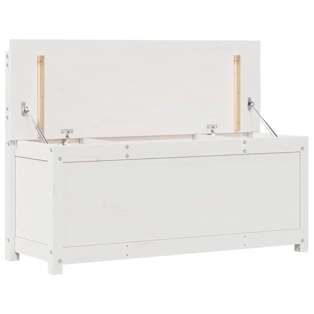 Solid Pine White Wooden Bench with Storage Box