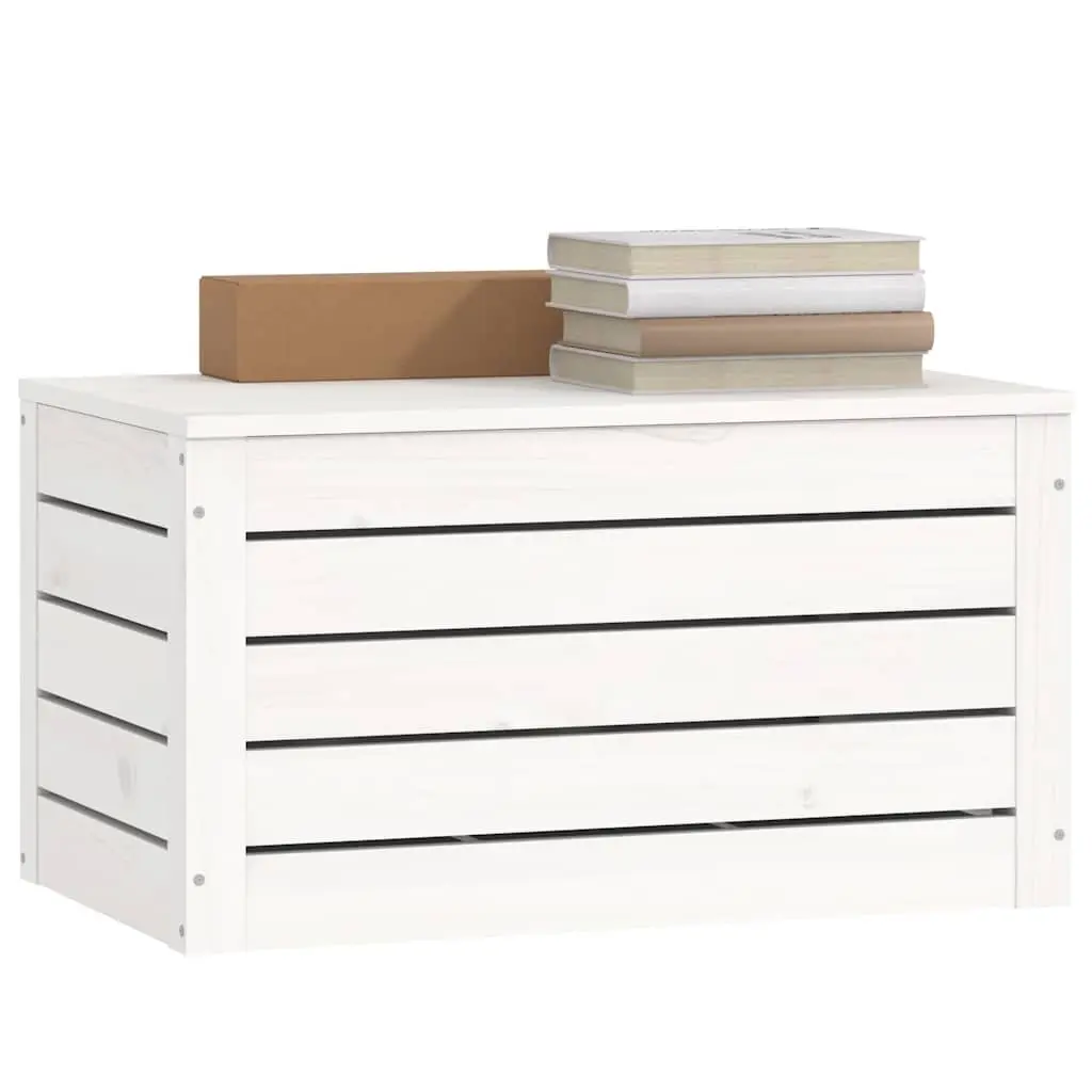 White Pinewood Storage Box with Lid