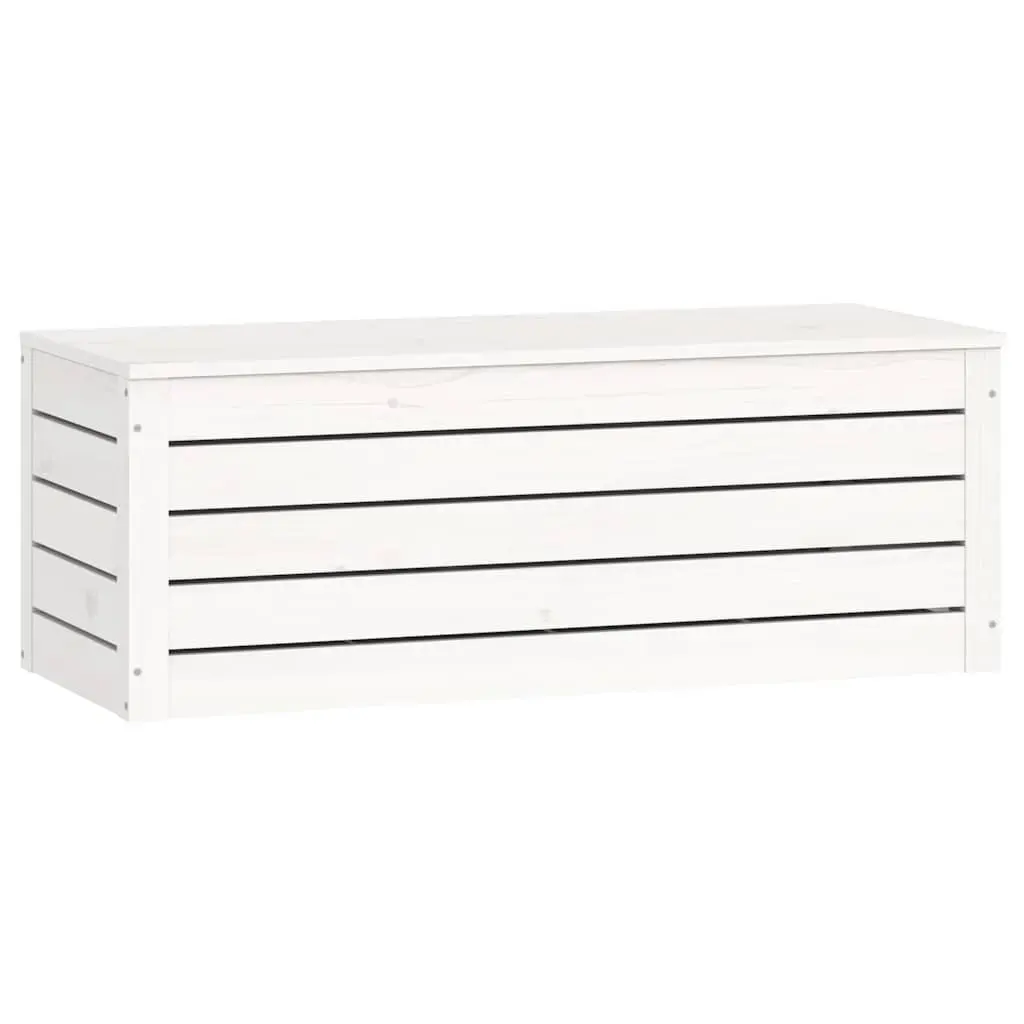 White Solid Pine Wood Storage Box with Lid 89x36.5x33 cm