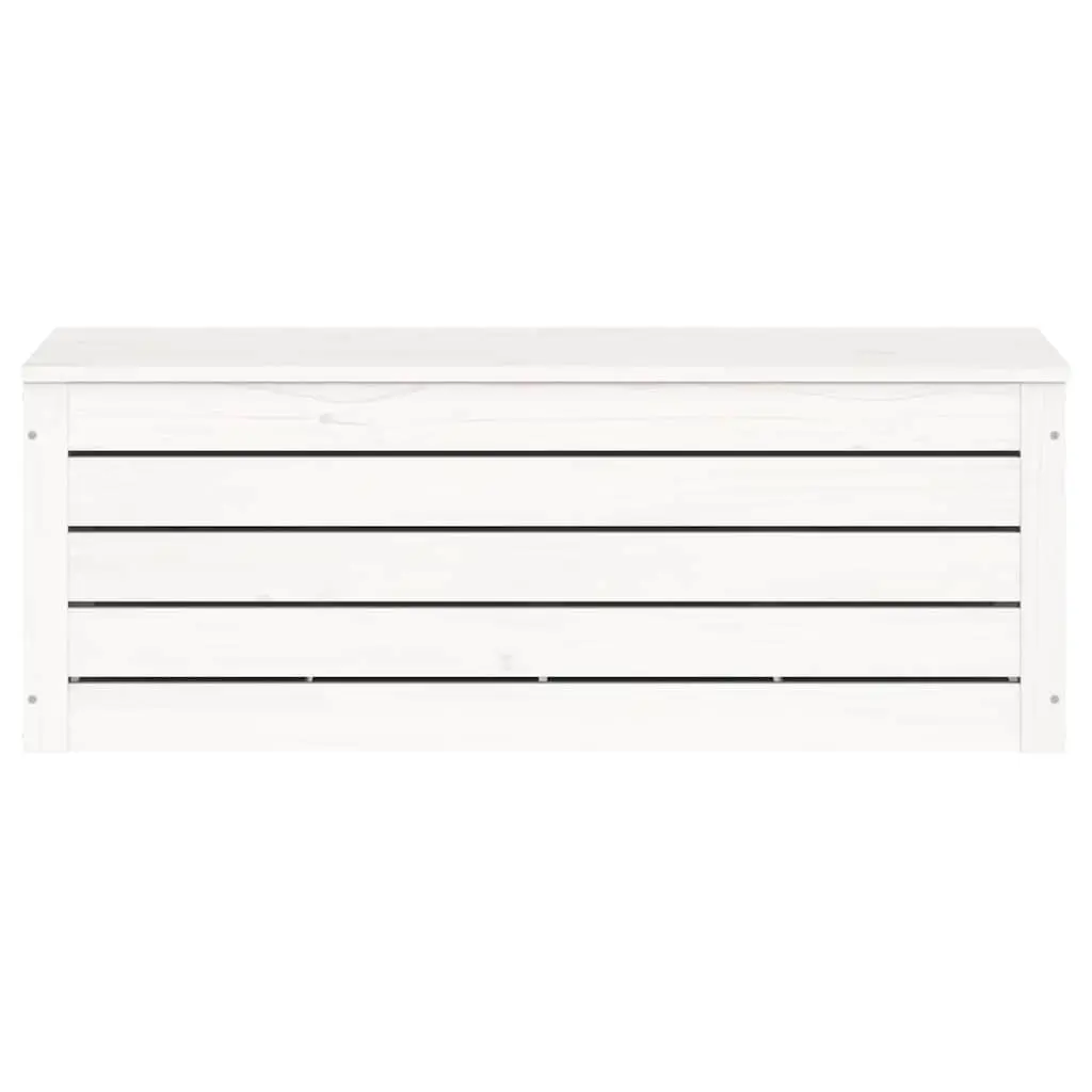 White Solid Pine Wood Storage Box with Lid 89x36.5x33 cm