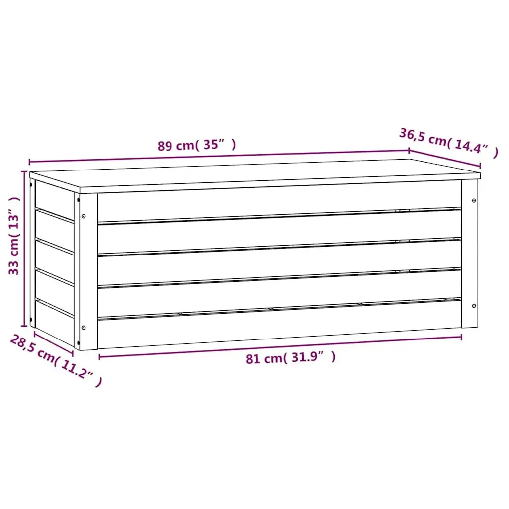 White Solid Pine Wood Storage Box with Lid 89x36.5x33 cm