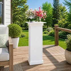 Stylish White Flower Stand 40x40x90cm Solid Pine Wood