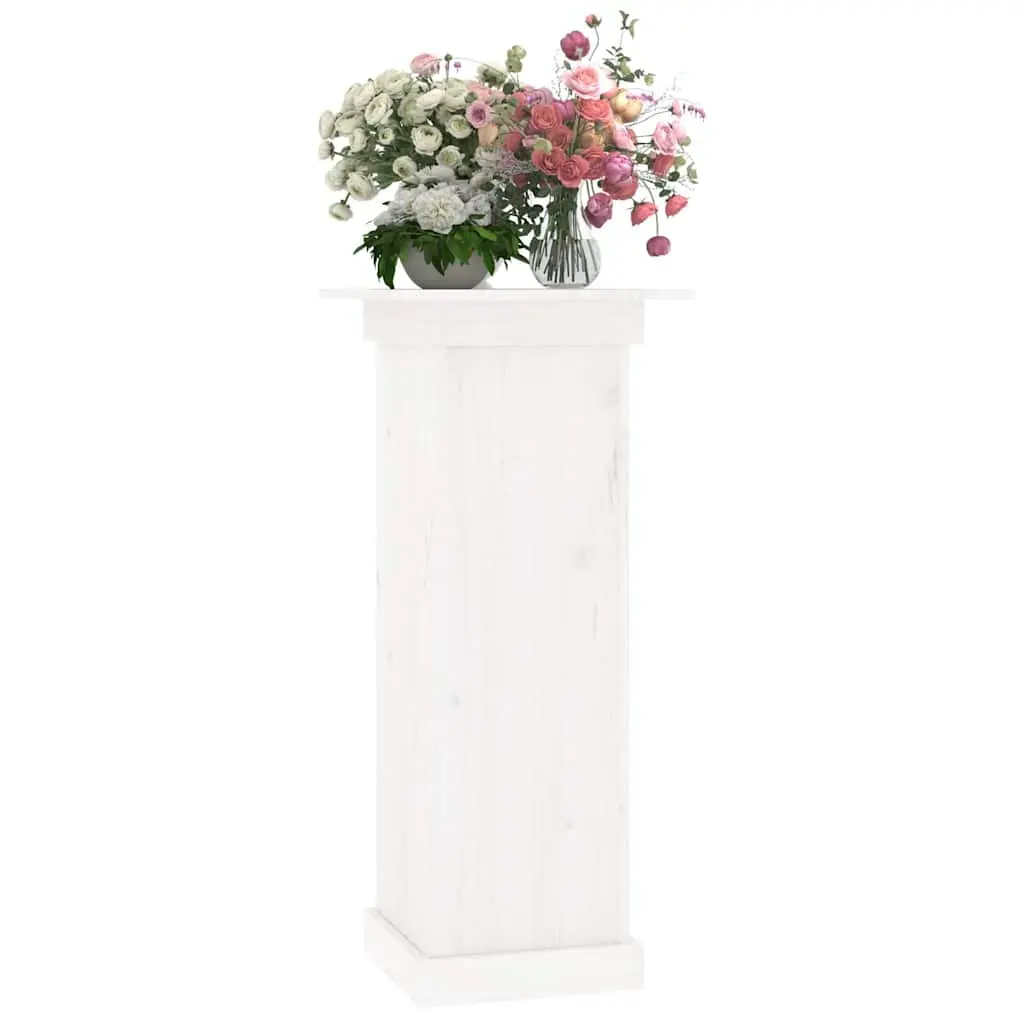 White Flower Stand 40x40x90cm Solid Pine Wood