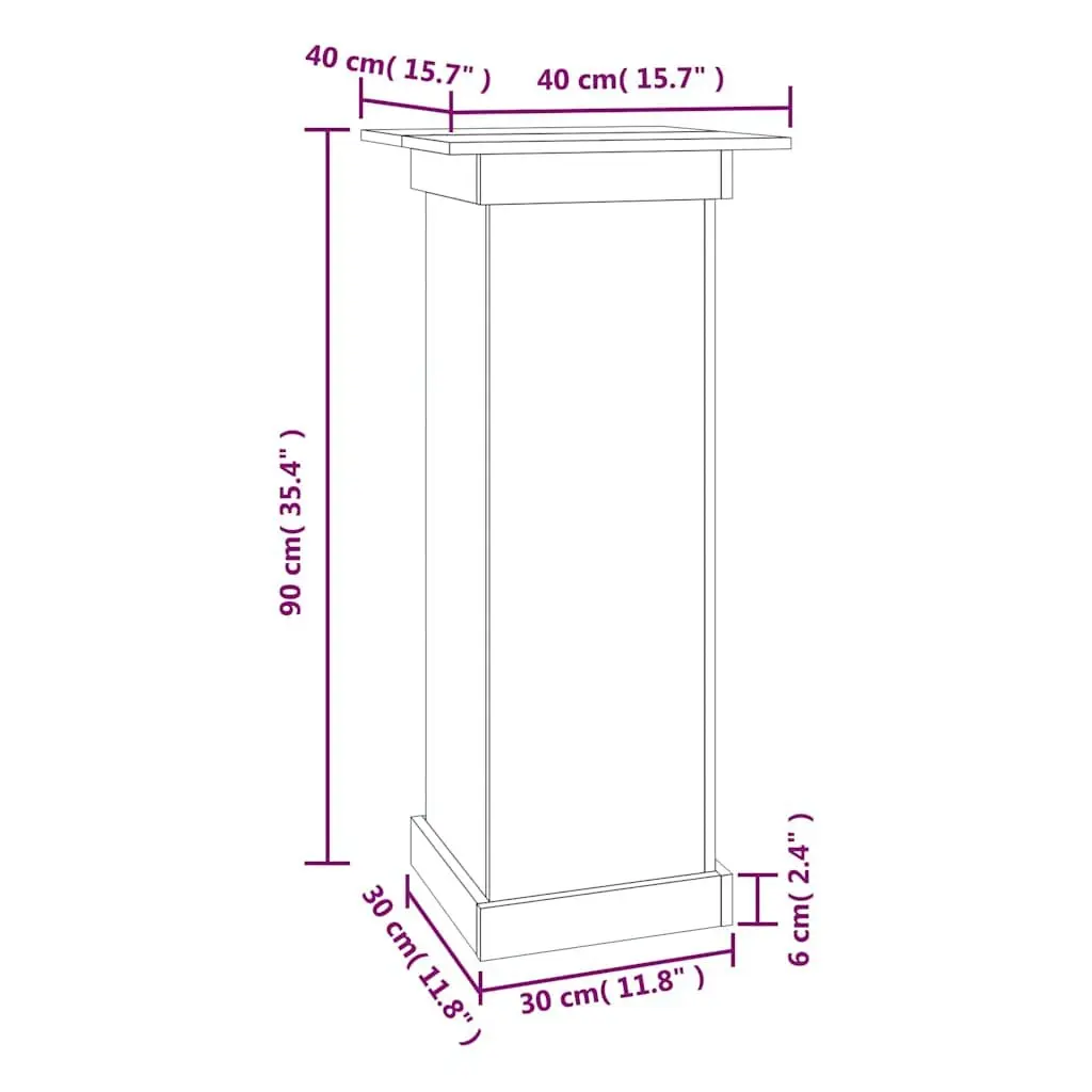 White Flower Stand 40x40x90cm Solid Pine Wood