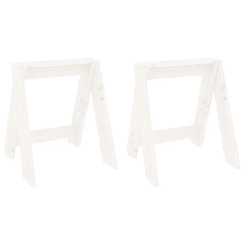 Set of 2 White Wooden Bar Stools in Solid Pine