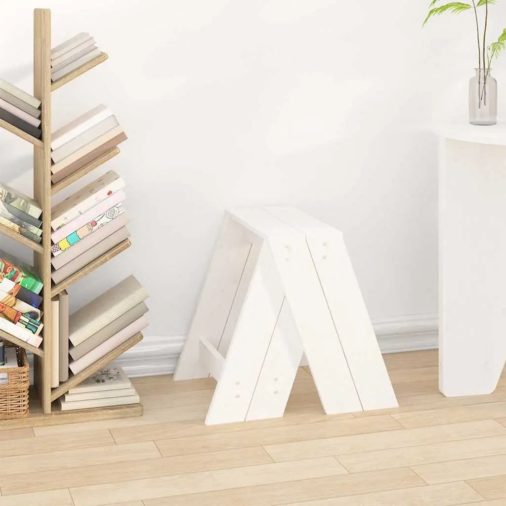Set of 2 White Wooden Bar Stools in Solid Pine