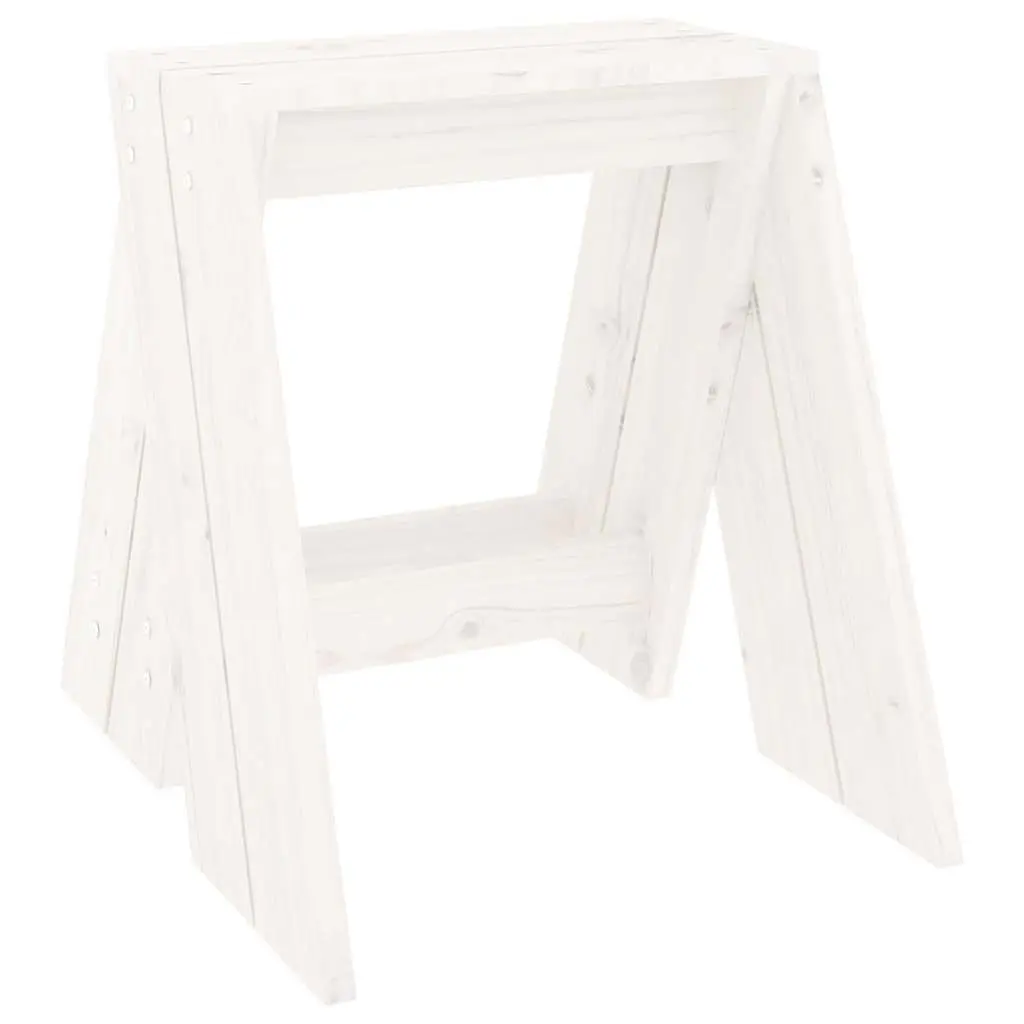 Set of 2 White Wooden Bar Stools in Solid Pine