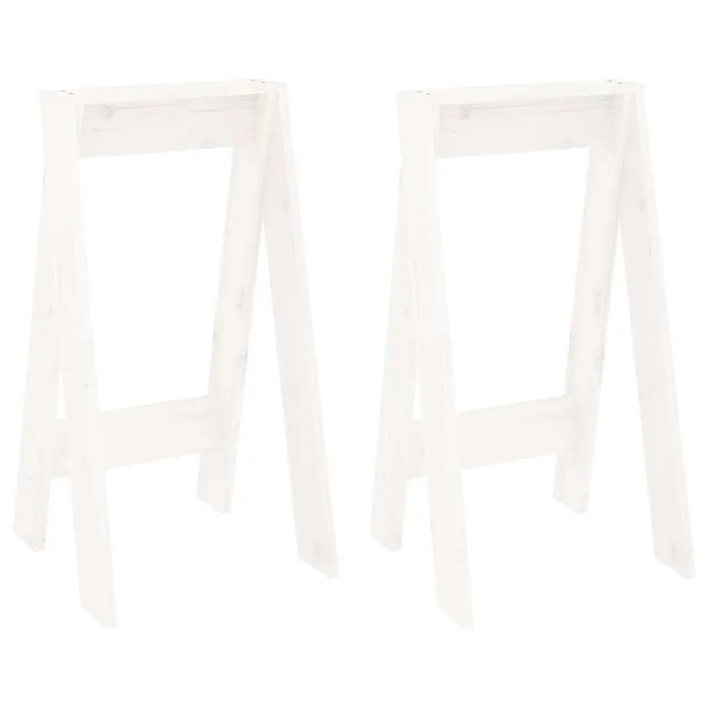 Set of 2 White Wooden Stools for Kitchen and Dining Room