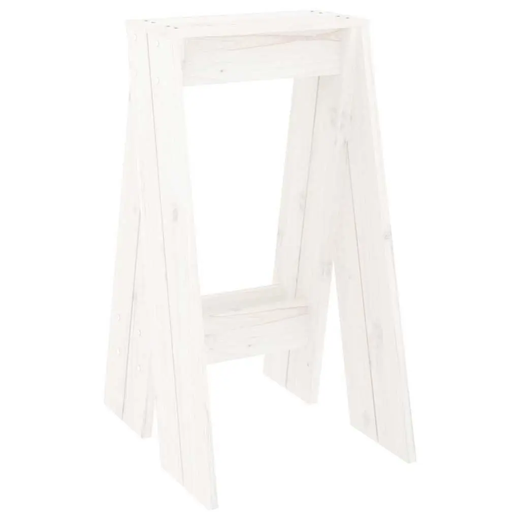 Set of 2 White Wooden Stools for Kitchen and Dining Room