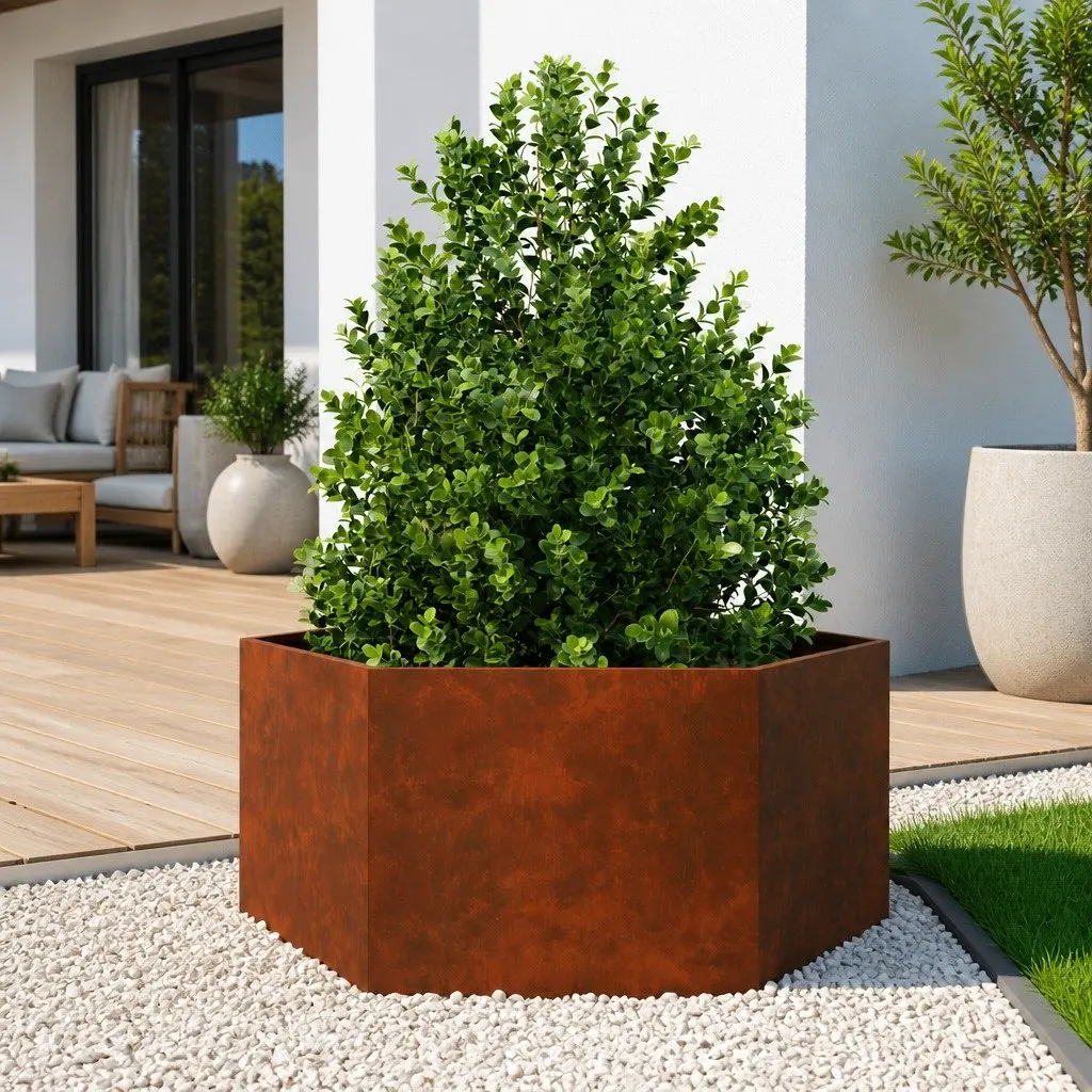 Corten Steel Planter 90x90x45 cm Brown Raised Garden Bed