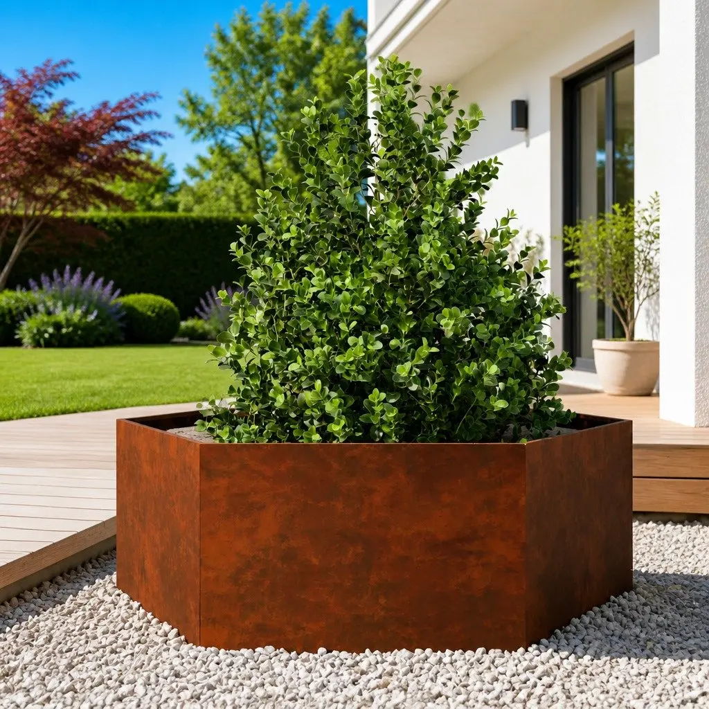 Large Corten Steel Raised Planter Box for Gardens