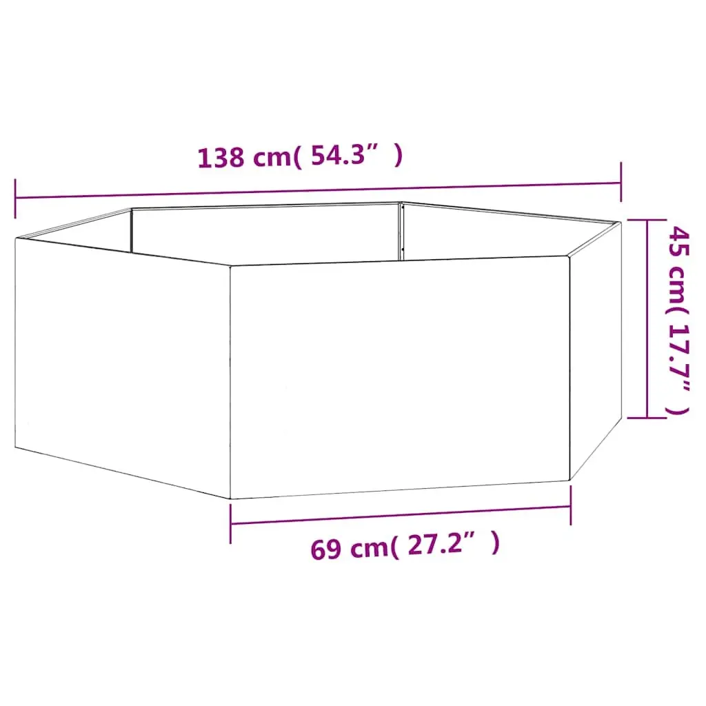 Large Corten Steel Raised Planter Box for Gardens