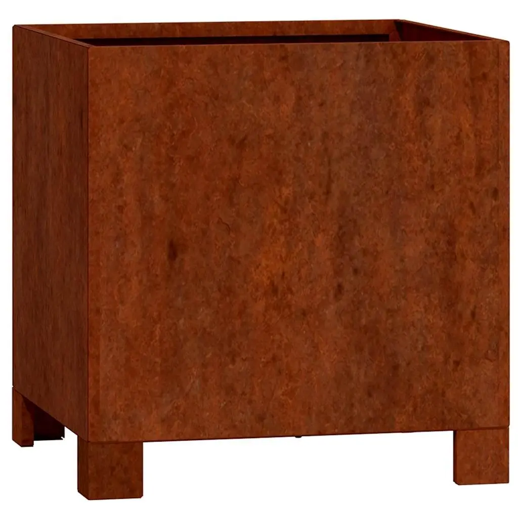 Planter Corten Steel 30cm Brown with Legs Garden Flower Box Outdoor Patio Decoration