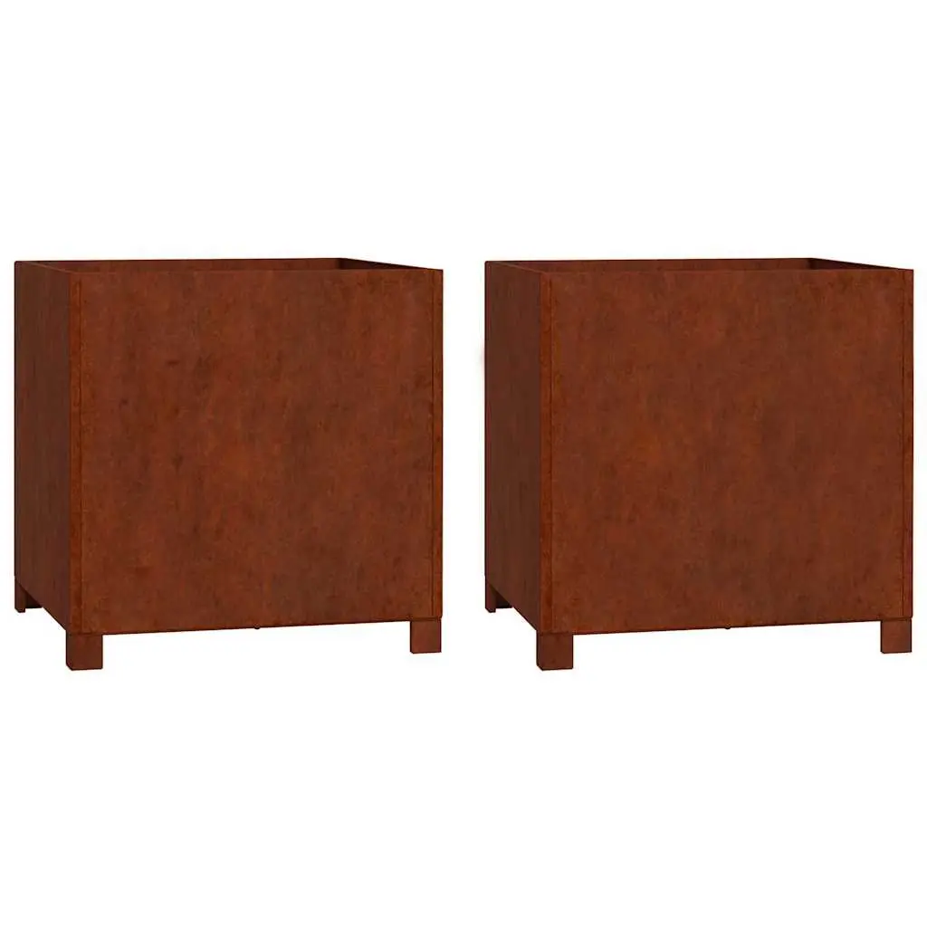 Planters with Legs Corten Steel 50x50x50 cm Brown 2 pcs
