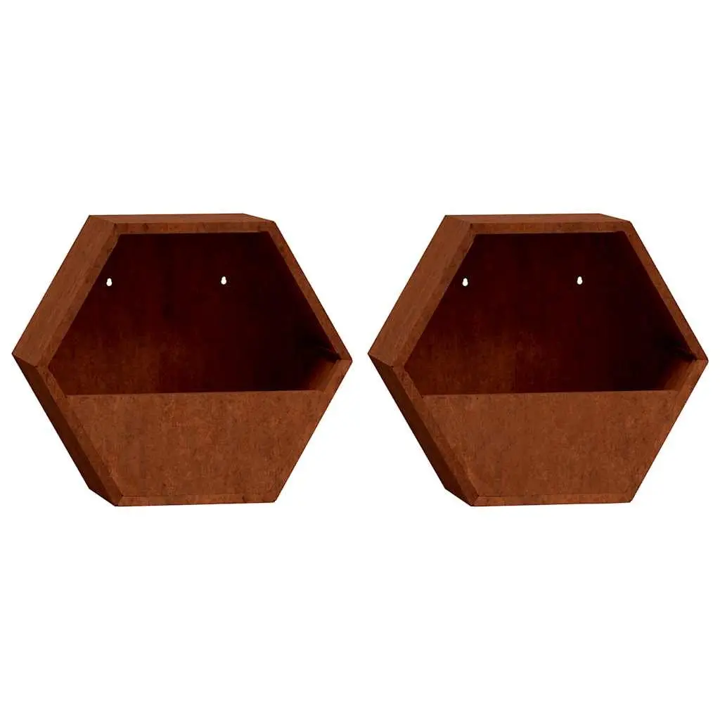 Wall Planters 2 Pieces Corten Steel 46x10x40 cm Garden Balcony Patio Decor Box