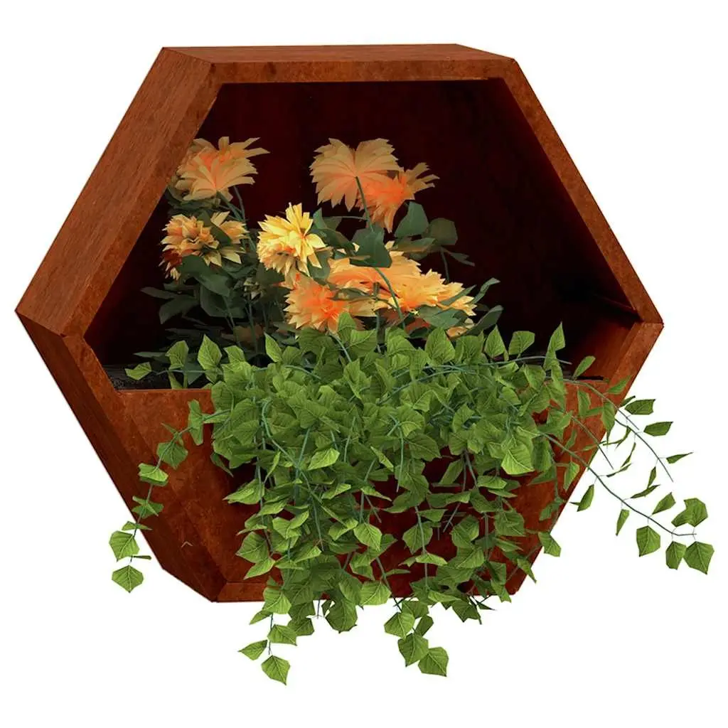 Wall Planters 2 Pieces Corten Steel 46x10x40 cm Garden Balcony Patio Decor Box