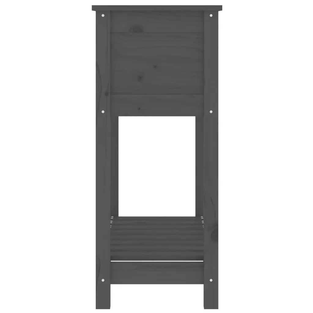 Wooden Garden Planter Solid Pine Grey Raised Bed Flower Box with Shelf 82.5 x 34.5 x 81 cm