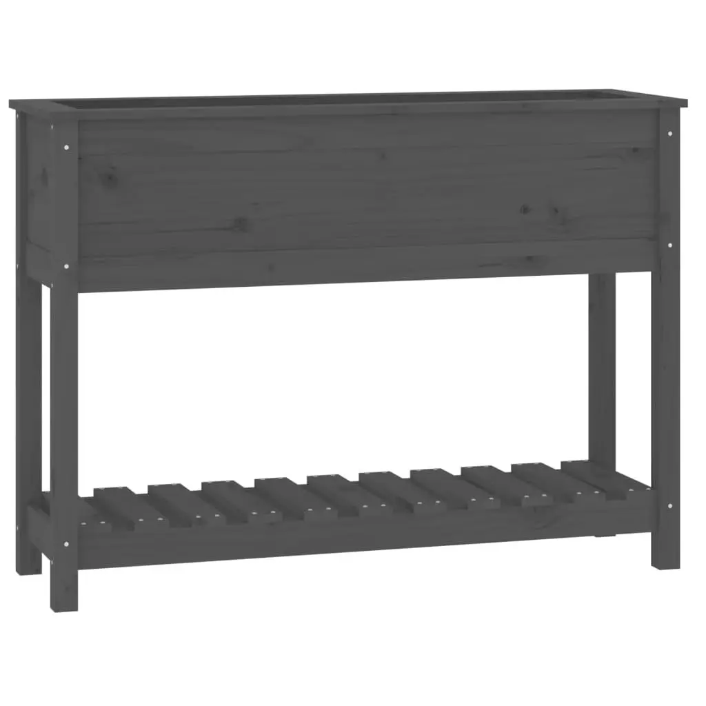 Grey Raised Flower Bed Pot with Shelf Storage