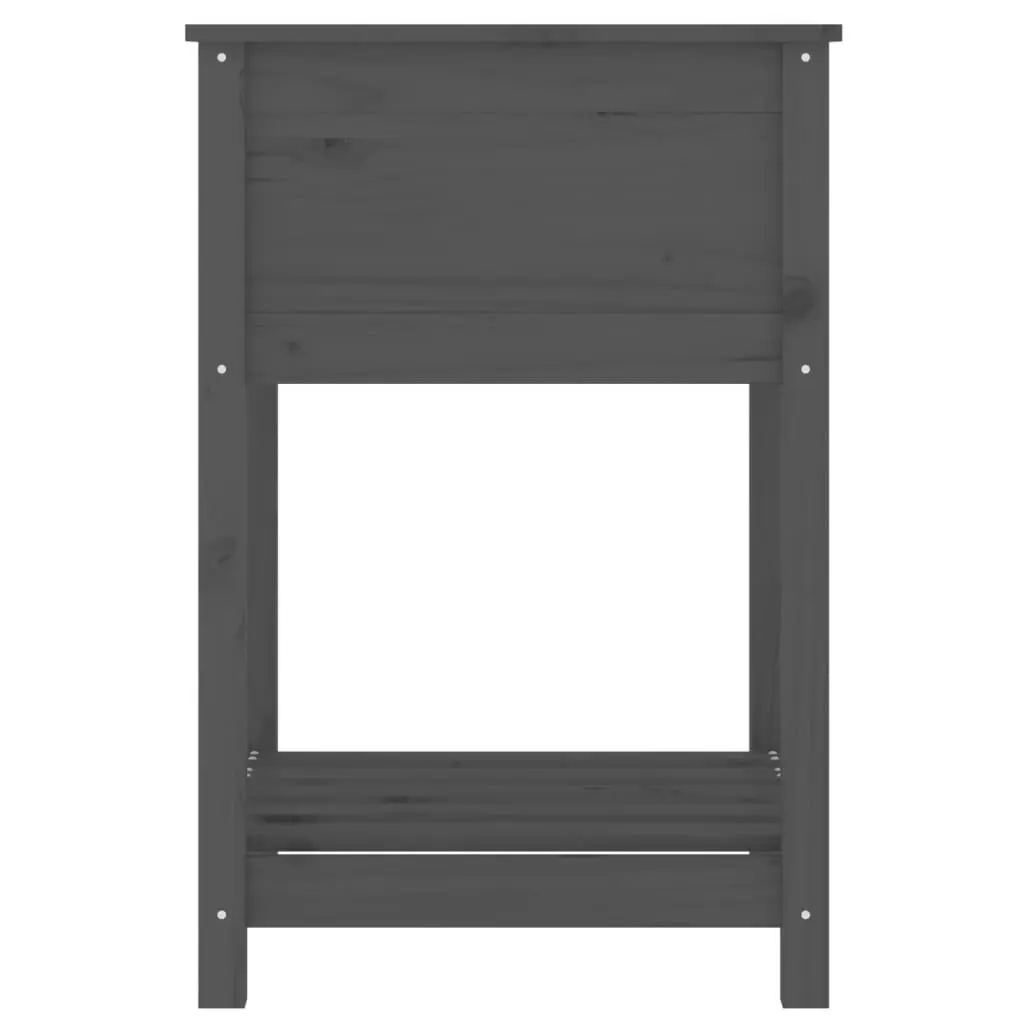 Grey Solid Pine Wooden Planter with Shelf for Garden