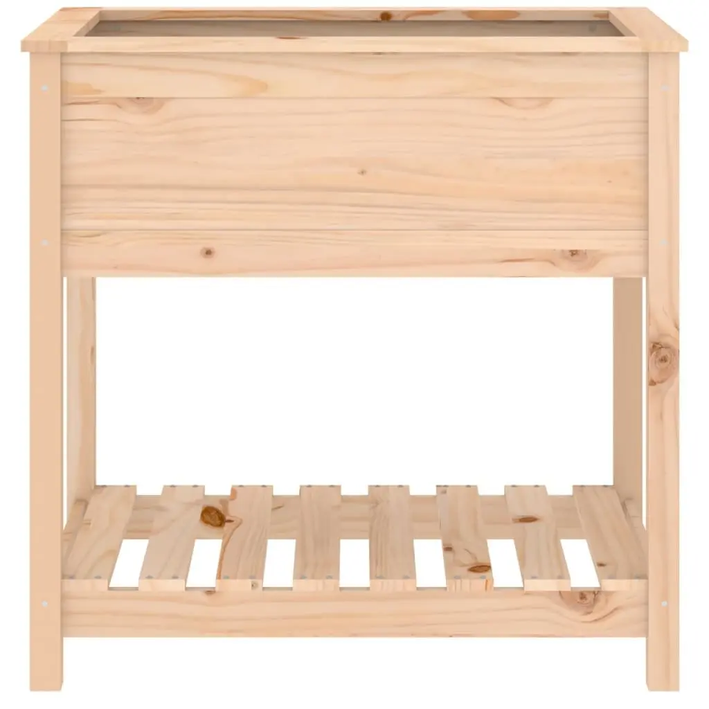 Solid Pine Raised Wooden Planter with Shelf
