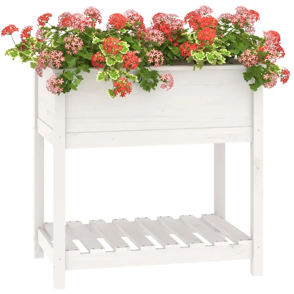 Wooden Planter Solid Pine Wood 82.5 x 54 x 81 cm White