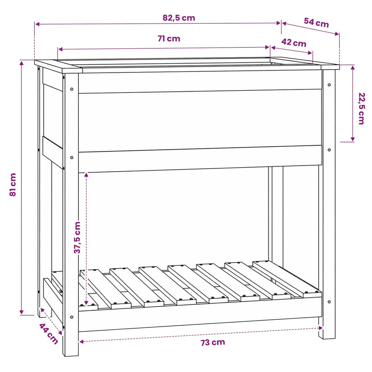 Wooden Planter Solid Pine Wood 82.5 x 54 x 81 cm White
