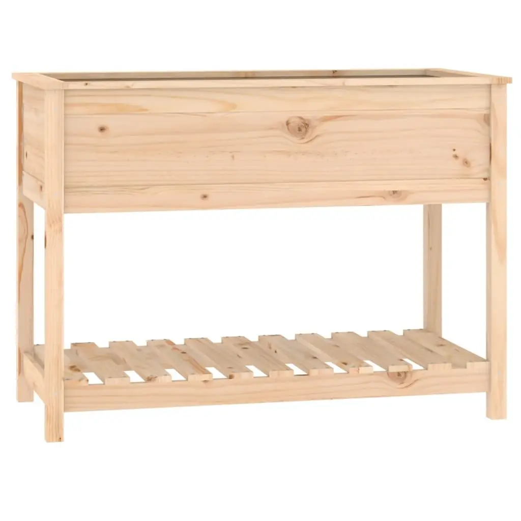 Solid Pine Wooden Planter with Shelf for Gardening