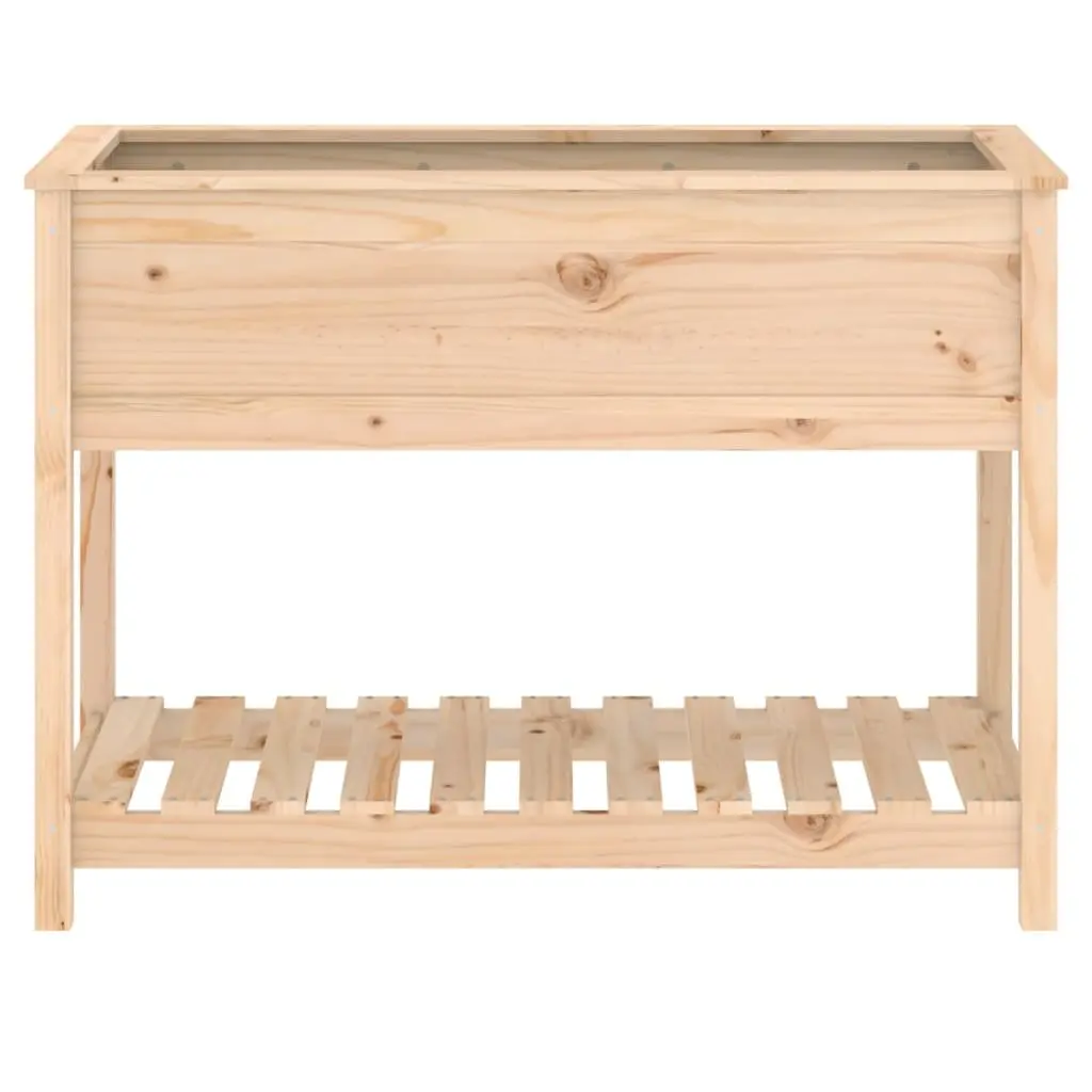 Solid Pine Wooden Planter with Shelf for Gardening