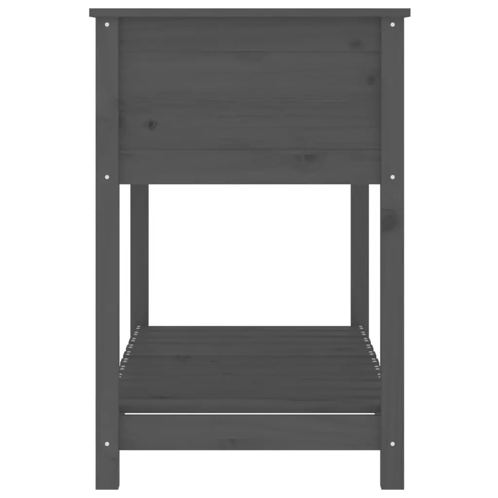 Raised Grey Wooden Garden Planter with Shelf Storage