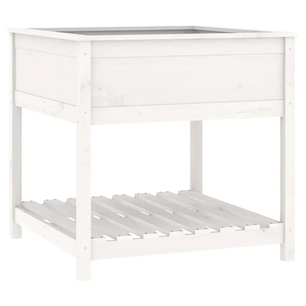 Solid Pine Wooden Planter with Shelf for Gardens