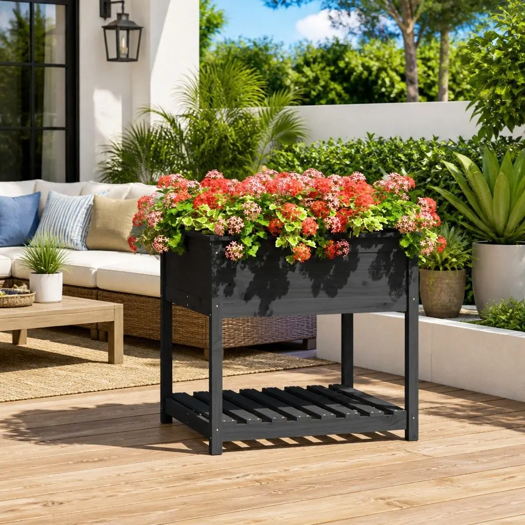 Wooden Planter Solid Pine Wood 82.5 x 82.5 x 81 cm Grey