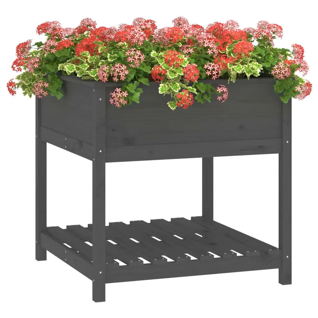 Wooden Planter Solid Pine Wood 82.5 x 82.5 x 81 cm Grey