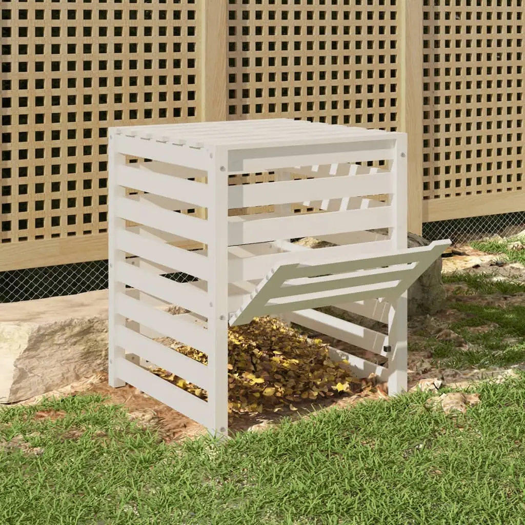 Composter Solid Pine Wood White 63.5x63.5x77.5 cm