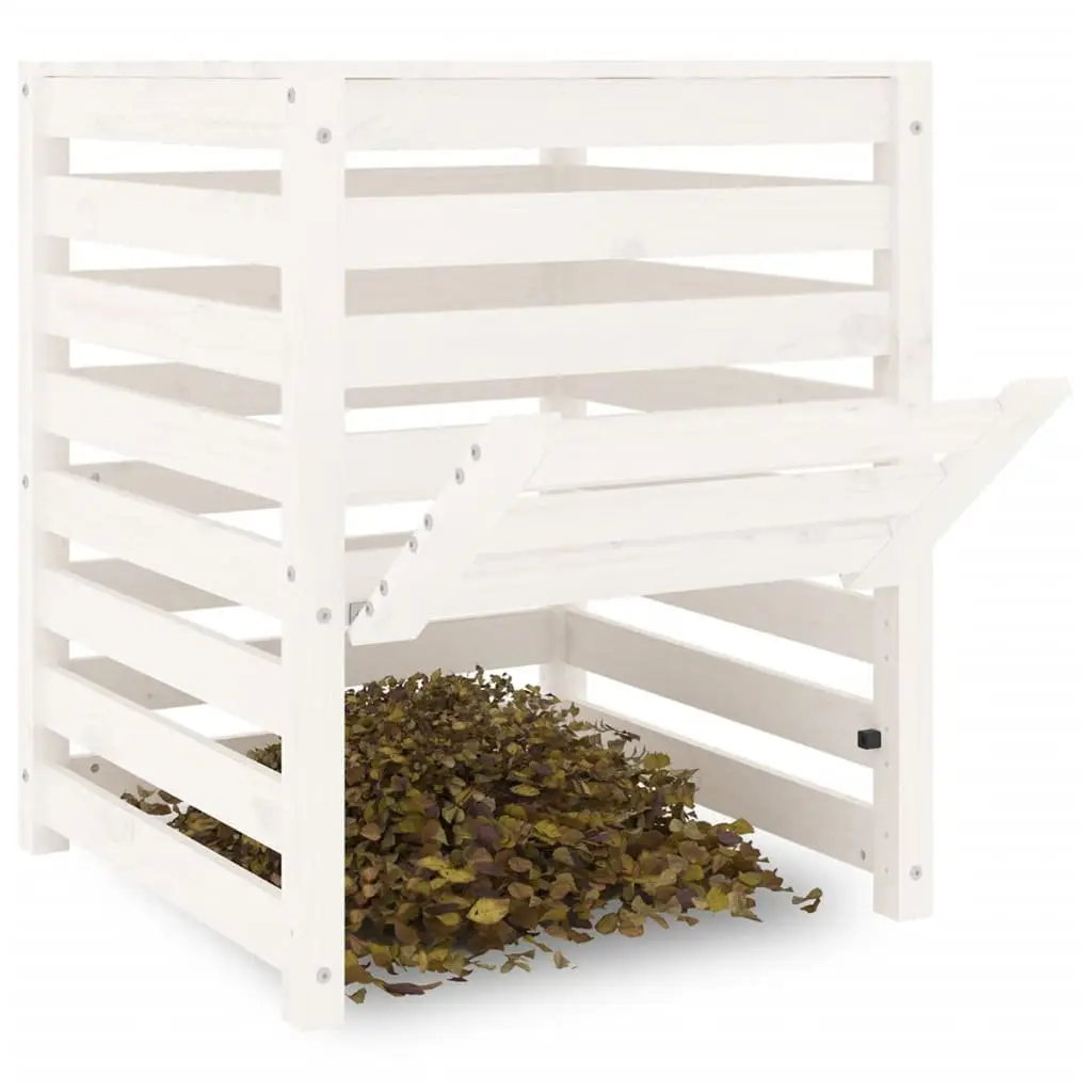 Composter Solid Pine Wood White 63.5x63.5x77.5 cm