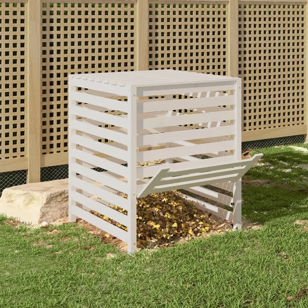 Wooden Composter Bin Solid Pine 82.5x82.5x99.5cm White