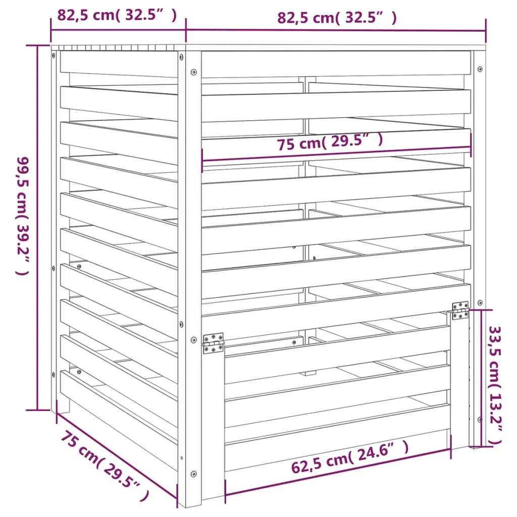 Wooden Composter Bin Solid Pine 82.5x82.5x99.5cm White